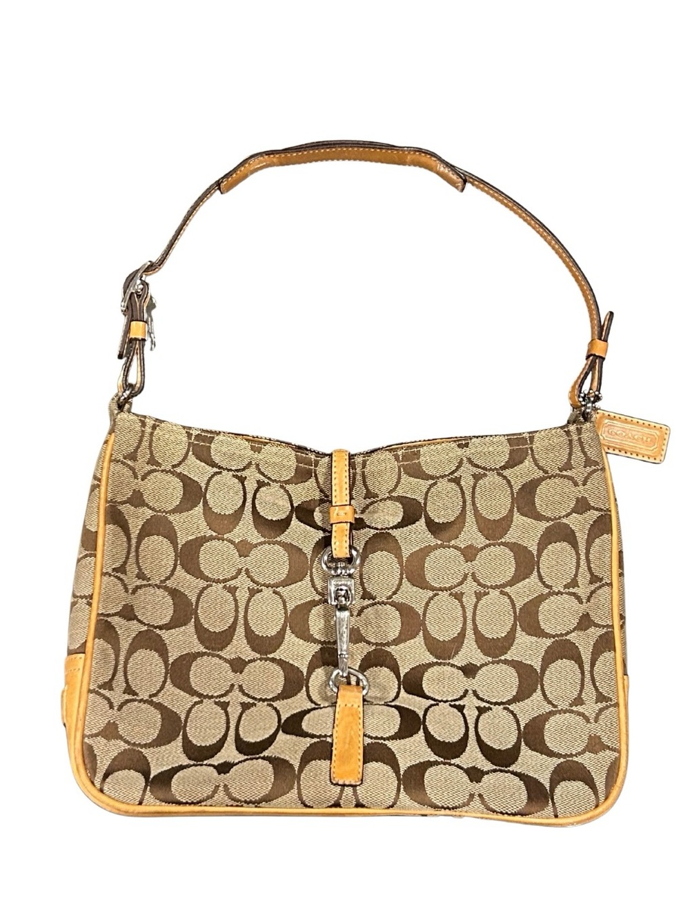 Coach Monogram Shoulder Bag in Brown and Tan (perfect for summer)